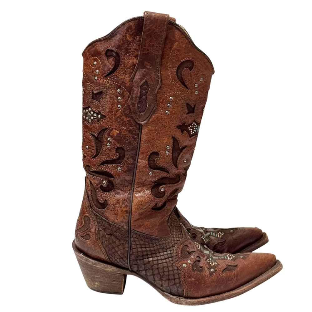 Corral Python Crystal Cross Boot 6.5